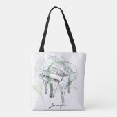 Custom Piano Illustration Art Drawing Music Lovers Tote Bag (Achterkant)