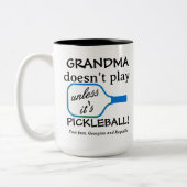 Custom Pickleball Grandma Funny Modern Typography Tweekleurige Koffiemok (Links)