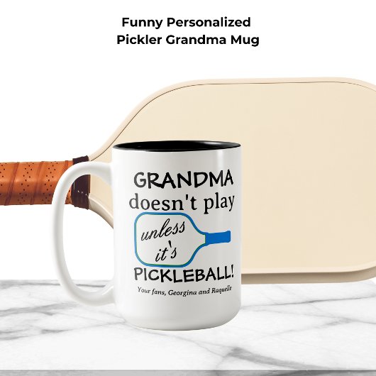 Custom Pickleball Grandma Funny Modern Typography Tweekleurige Koffiemok