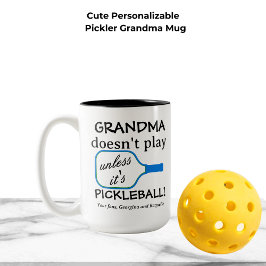 Custom Pickleball Grandma Funny Modern Typography Tweekleurige Koffiemok