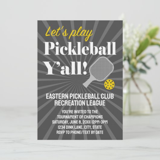 Custom Pickleball Invitations Tournament Team Club Kaart (Staand voorkant)
