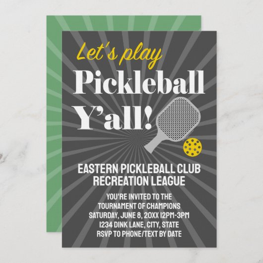 Custom Pickleball Invitations Tournament Team Club Kaart (Voorkant / Achterkant)