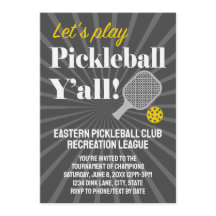 Custom Pickleball Invitations Tournament Team Club
