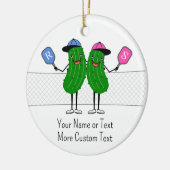 Custom Pickleball Paar Kerstmis Keramisch Ornament (Links)