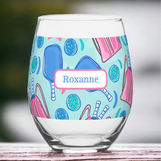 Custom Pickleball Paddles & Balls Blauw Preppy Wijnglas Zonder Voet