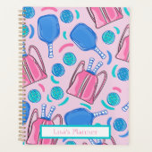 Custom Pickleball Paddles en Ballen Roze Preppy Planner (Voorkant)