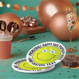 Custom Pickleball Party BLUE EYES Happy Face 7" Papieren Bordje