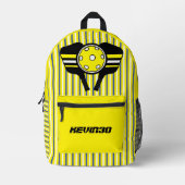 Custom pickleball speler koele strepen gele sport bedrukte rugzak (Voorkant)