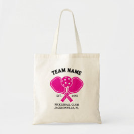 Custom Pickleball Team Naam – Pink Paddle Design Tote Bag