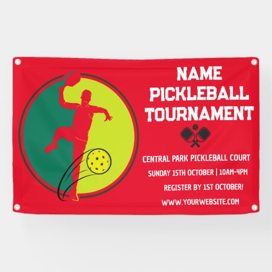 Custom Pickleball Tournament Championship Rood Spandoek (Horizontaal)