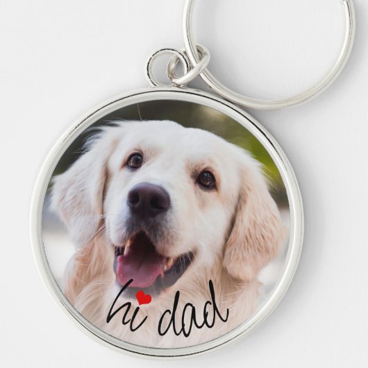 Custom Picture Love Heart Hi Dad Text Sleutelhanger (Voorkant)