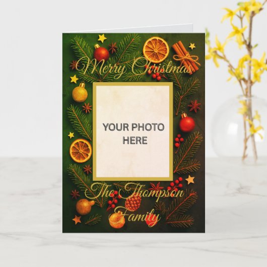 Custom Picture Old Fashioned Christmas Kaart (Gele Bloem)