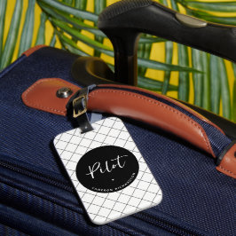 Custom Pilot Aviation School Afstuderen Elegant Bagagelabel