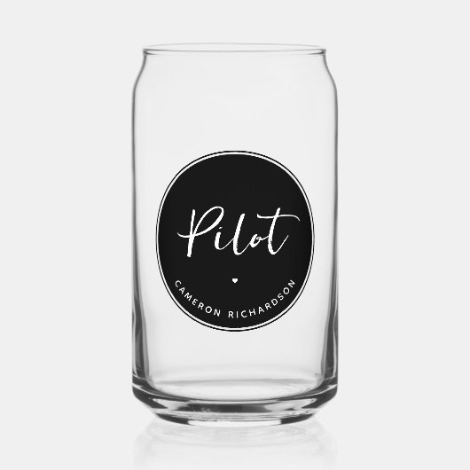 Custom Pilot Aviation School Afstuderen Elegant Blikvorm Glas (Voorkant)