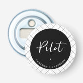 Custom Pilot Aviation School Afstuderen Elegant Button Flesopener (Voorkant)