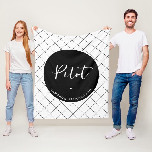 Custom Pilot Aviation School Afstuderen Elegant Fleece Deken (In situ)