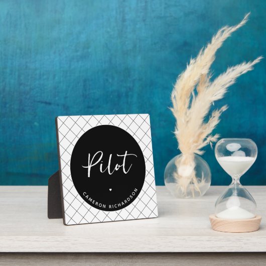 Custom Pilot Aviation School Afstuderen Elegant Fotoplaat (Insitu)