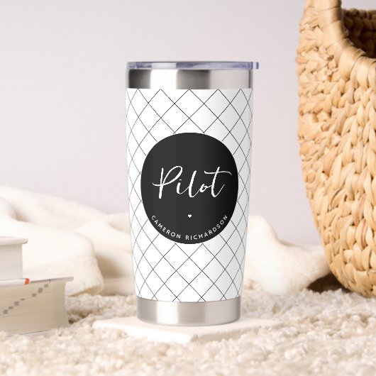 Custom Pilot Aviation School Afstuderen Elegant Geïsoleerde Drinkbeker (Woonkamer)