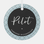 Custom Pilot Aviation School Afstuderen Elegant Glas Ornament (Voorkant)