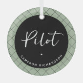 Custom Pilot Aviation School Afstuderen Elegant Glas Ornament (Voorkant)