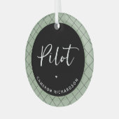 Custom Pilot Aviation School Afstuderen Elegant Glas Ornament (Voorkant links)