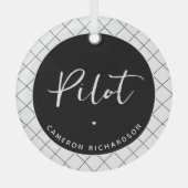 Custom Pilot Aviation School Afstuderen Elegant Glas Ornament (Voorkant)