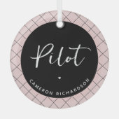 Custom Pilot Aviation School Afstuderen Elegant Glas Ornament (Voorkant)