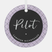 Custom Pilot Aviation School Afstuderen Elegant Glas Ornament (Voorkant)