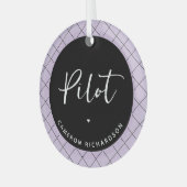 Custom Pilot Aviation School Afstuderen Elegant Glas Ornament (Voorkant links)