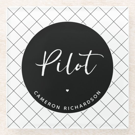 Custom Pilot Aviation School Afstuderen Elegant Glazen Onderzetter (Voorkant)