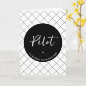 Custom Pilot Aviation School Afstuderen Elegant Kaart (Gele Bloem)