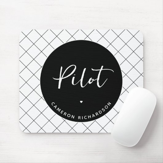 Custom Pilot Aviation School Afstuderen Elegant Muismat (Met muis)