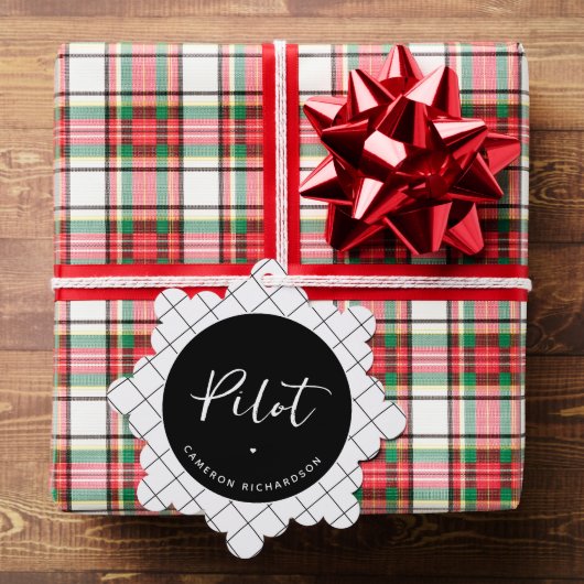 Custom Pilot Aviation School Afstuderen Elegant Ornament Kaart (Insitu (Geschenk))