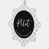 Custom Pilot Aviation School Afstuderen Elegant Ornament Kaart (Links)