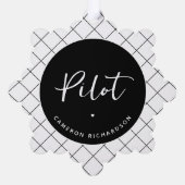 Custom Pilot Aviation School Afstuderen Elegant Ornament Kaart (Achterkant)