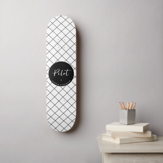 Custom Pilot Aviation School Afstuderen Elegant Persoonlijk Skateboard (Muurkunst)