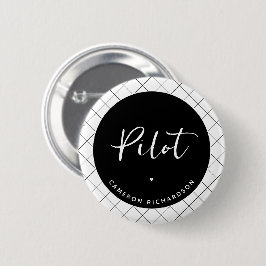 Custom Pilot Aviation School Afstuderen Elegant Ronde Button 5,7 Cm