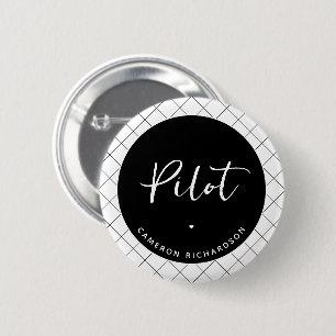 Custom Pilot Aviation School Afstuderen Elegant Ronde Button 5,7 Cm