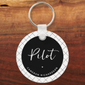 Custom Pilot Aviation School Afstuderen Elegant Sleutelhanger (Achterkant)