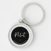 Custom Pilot Aviation School Afstuderen Elegant Sleutelhanger (Voorkant)