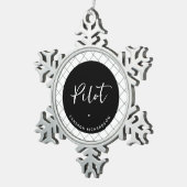 Custom Pilot Aviation School Afstuderen Elegant Tin Sneeuwvlok Ornament (Rechts)