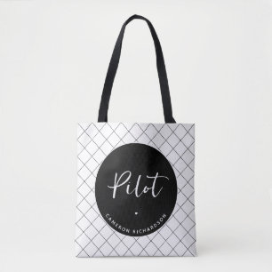 Custom Pilot Aviation School Afstuderen Elegant Tote Bag