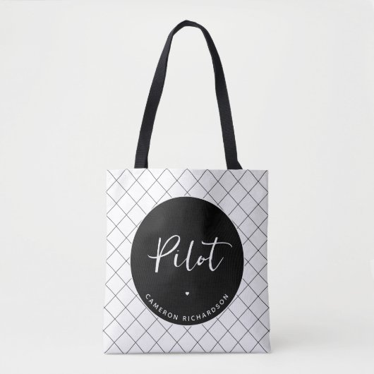 Custom Pilot Aviation School Afstuderen Elegant Tote Bag (Voorkant)
