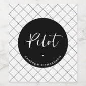 Custom Pilot Aviation School Afstuderen Elegant Wijn Etiket (Enkel label)