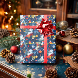 Custom Pine en Ornamenten kerst Cadeaupapier