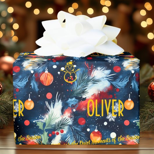 Custom Pine en Ornamenten kerst Cadeaupapier