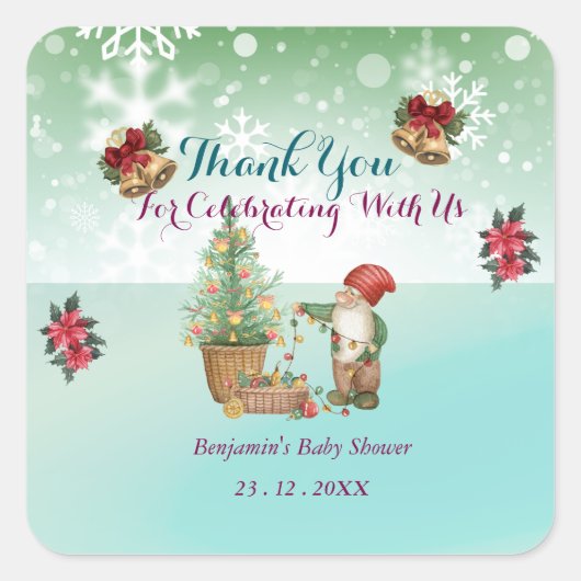 Custom Pine Star Baby shower Vierkante Sticker (Voorkant)