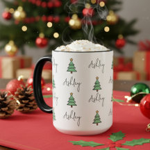 Custom Pine Tree Christmas Mug for Kids & Coworker