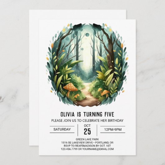 Custom Pine Trees Woodland Verjaardag Kaart (Voorkant / Achterkant)