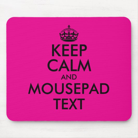 Custom pink and black keep calm mouse pad gift muismat (Voorkant)